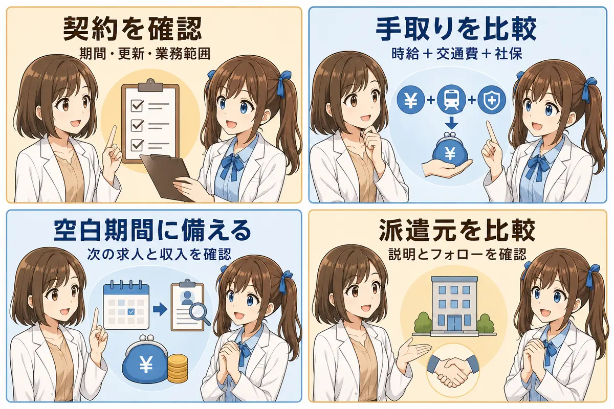 派遣薬剤師の契約・手取り・空白期間・派遣元を比較するまとめ