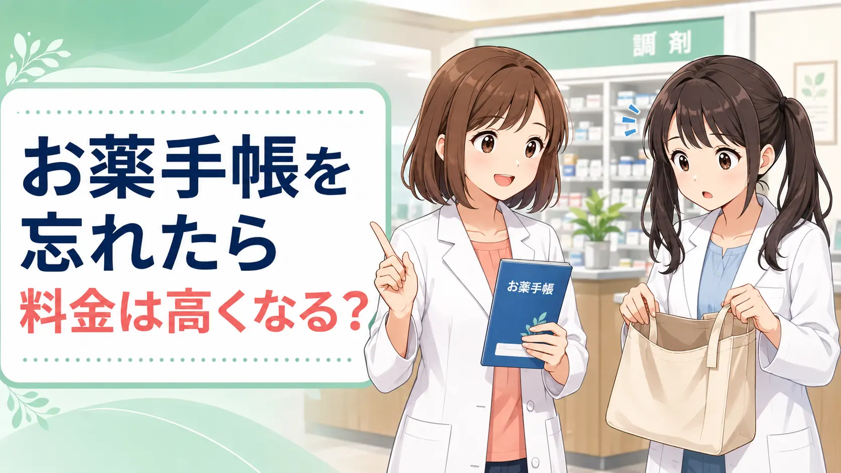 お薬手帳を忘れたら料金は高くなるかを解説する、ゆずまるとなぎさのアイキャッチ