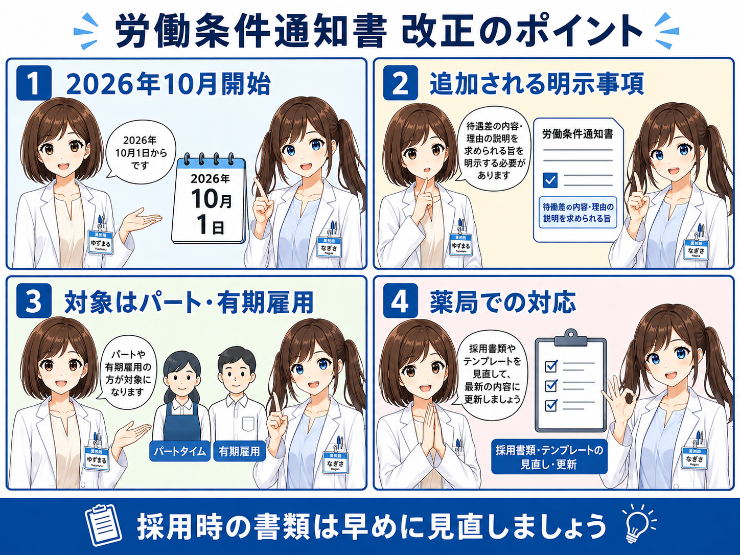 パートの労働条件通知書2026年10月改正の要点漫画