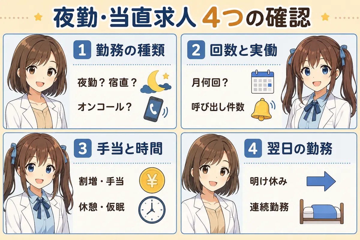 病院薬剤師の夜勤・当直求人で確認する4つの要点