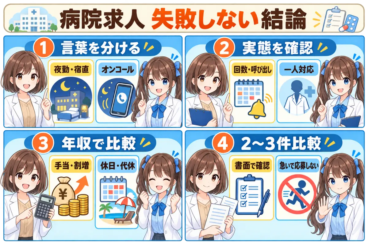 病院薬剤師の夜勤・当直求人の確認ポイントまとめ
