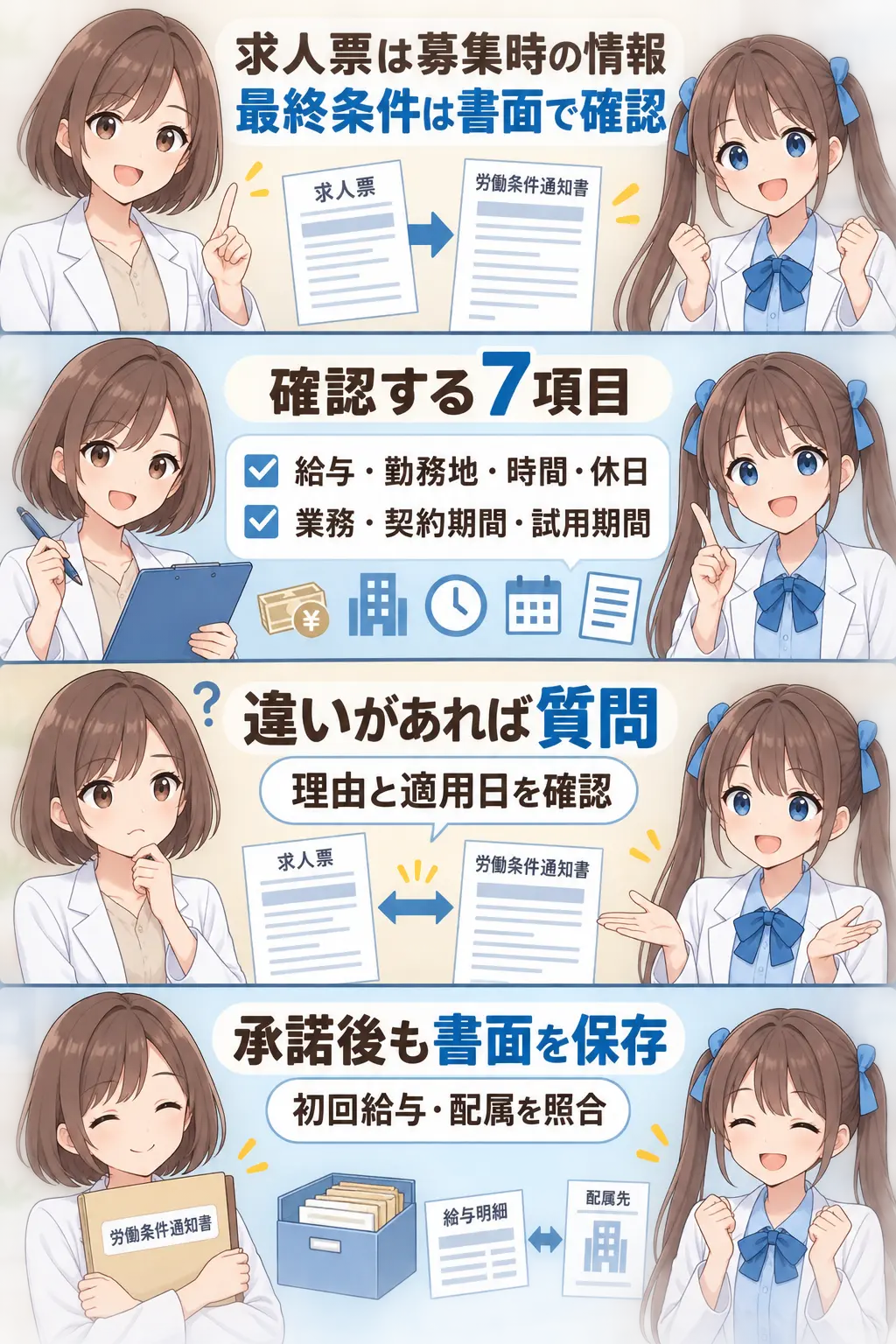 薬剤師転職の内定通知書と労働条件通知書を照合するまとめ